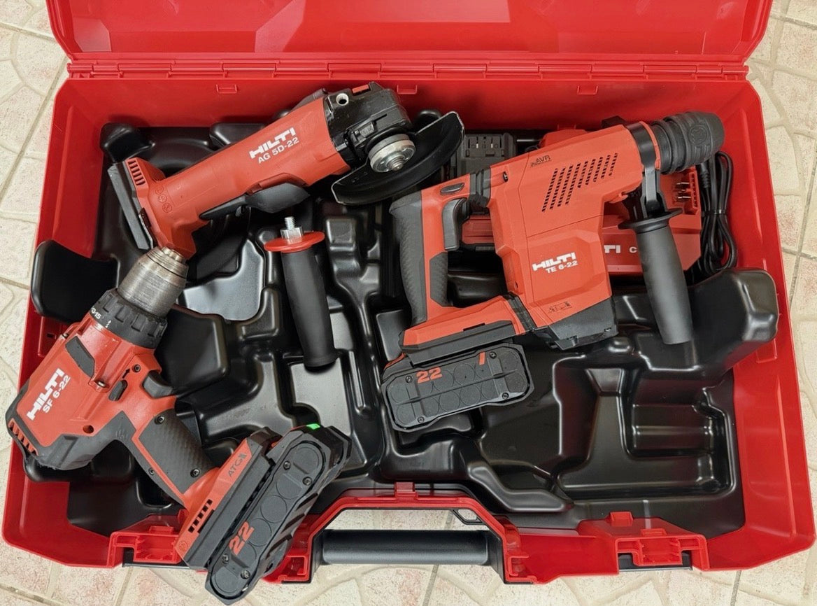 HILTI 3 szerszámkészlet – TE 6-22 + AG 4S-22 + SF 6-22 (Nuron 22V)