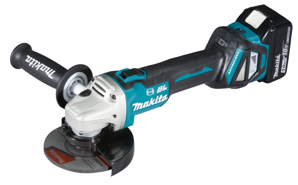 Makita DGA513RT3J 18 V Akkumulátoros Sarokcsiszoló – 3×5,0 Ah Akkumulátorral + DC18RC Gyorstöltő