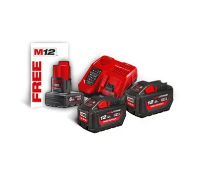 Milwaukee M18 HNRG-122 HIGH OUTPUT™ Akkumulátoros Indítókészlet – 2×12,0 Ah Akkumulátor + M12-18 FC Gyorstöltő