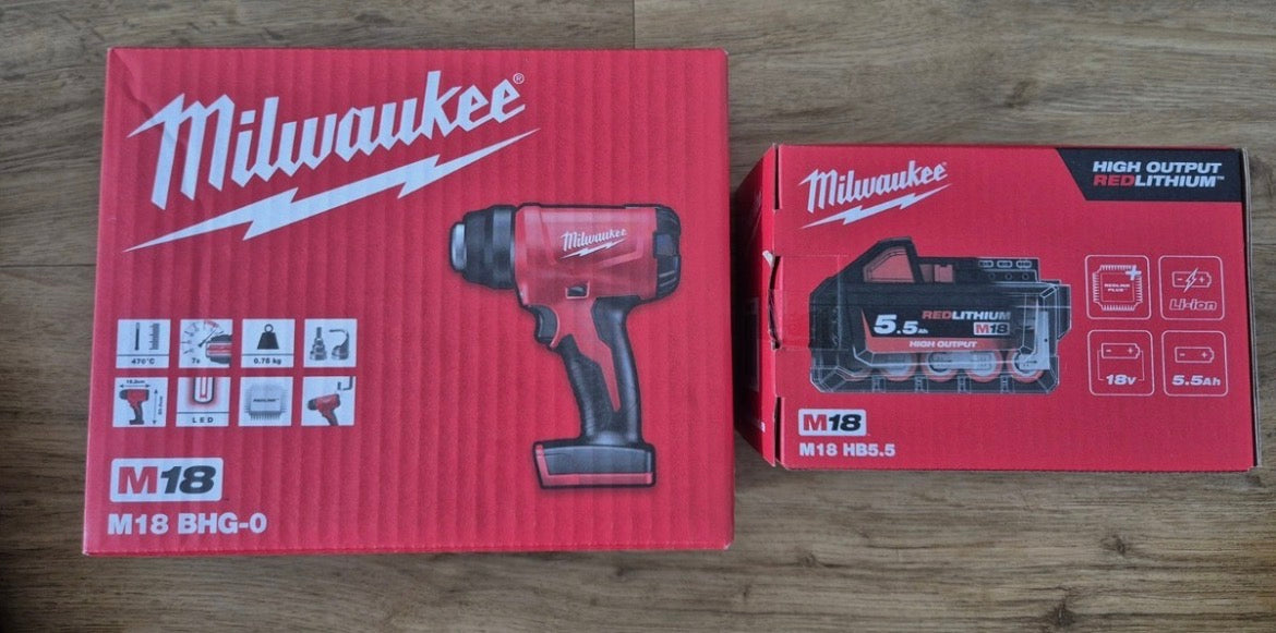 Milwaukee M18 BHG-0 – 18V akkus hőlégfúvó + 5.5Ah akkumulátor