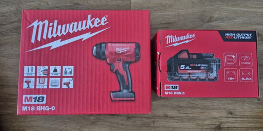 Milwaukee M18 BHG-0 – 18V akkus hőlégfúvó + 5.5Ah akkumulátor