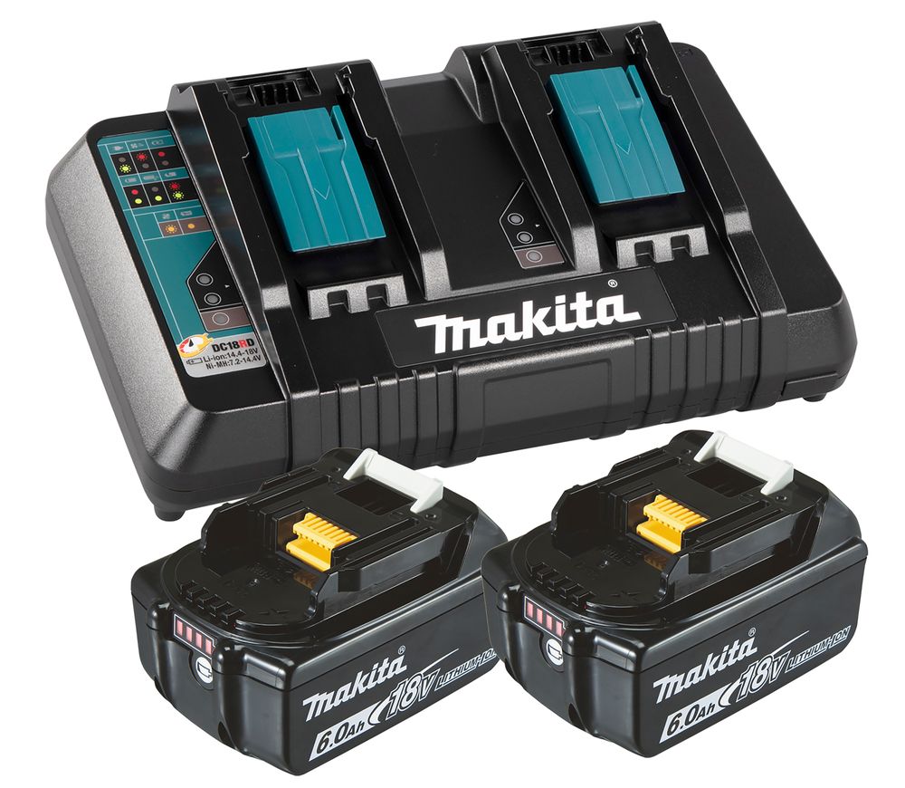 Makita 199484-8 18 V LXT Akkumulátor Indítókészlet – 2×6,0 Ah Akkumulátor + DC18RD Dupla Gyorstöltő