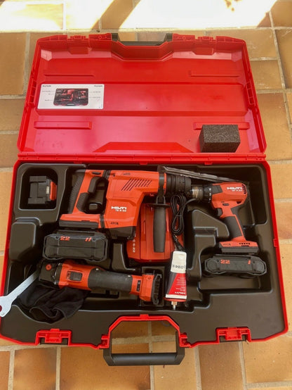 HILTI Nuron 3 szerszámkészlet – TE 6-22 + AG 4S-22 + SF 4-22 (használt, kofferrel, akkuval, töltővel)