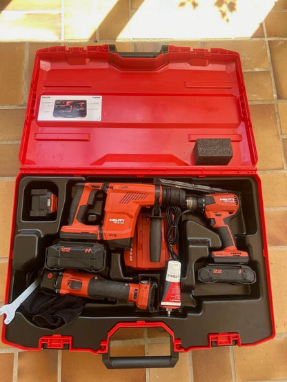 HILTI Nuron 3 szerszámkészlet – TE 6-22 + AG 4S-22 + SF 4-22 (használt, kofferrel, akkuval, töltővel)