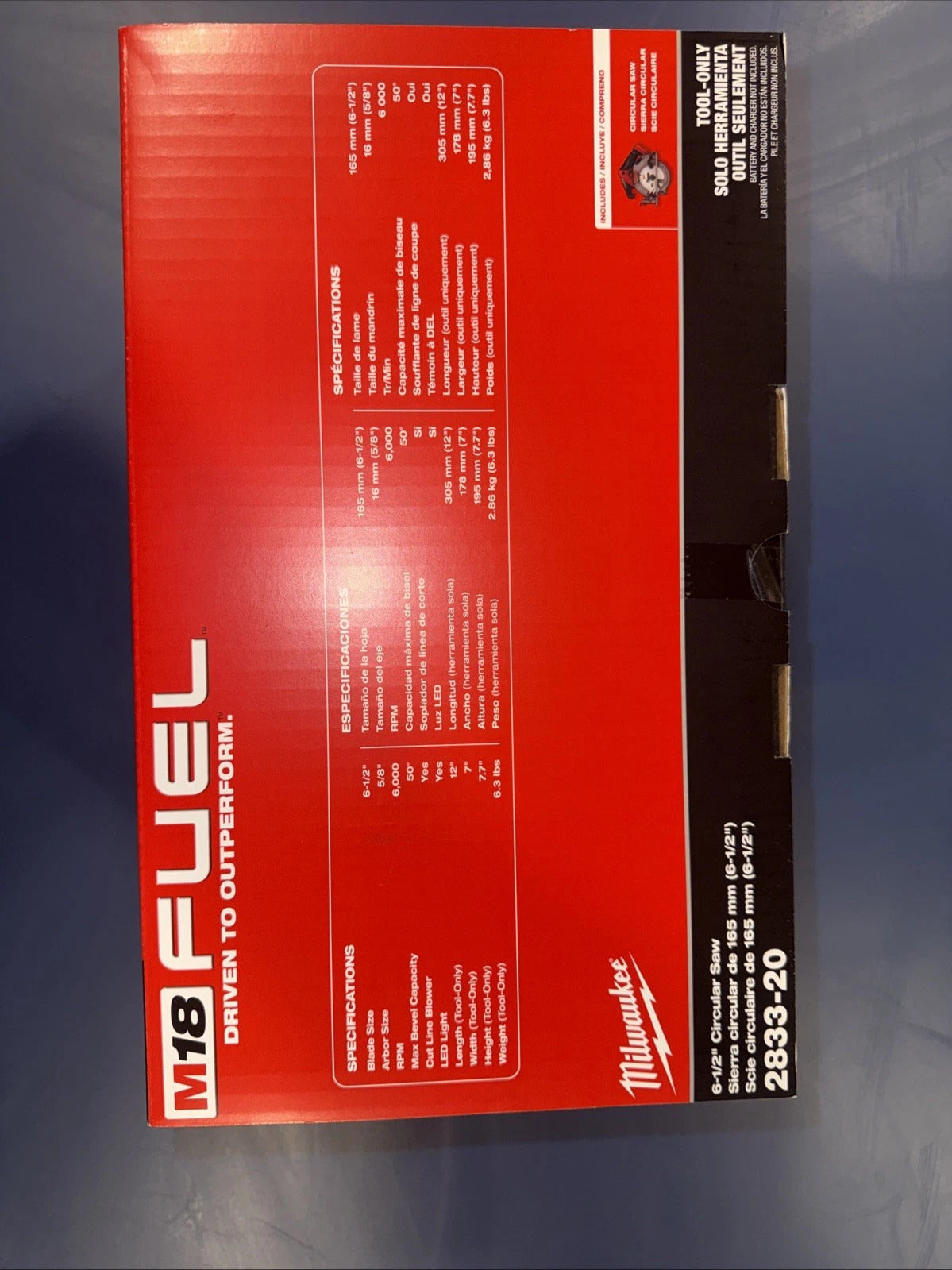 Milwaukee 2833-20 M18 FUEL™ 6-1/2" Akkumulátoros Körfűrész